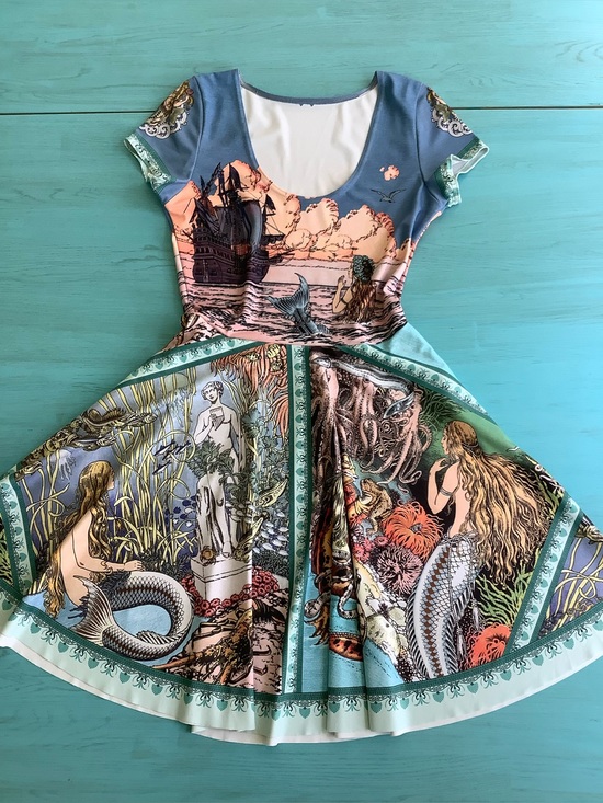 Blackmilk Dresses & Skirts - BlackMilk Bilibin’s Little Mermaid Cap Sleeve Skater Dress